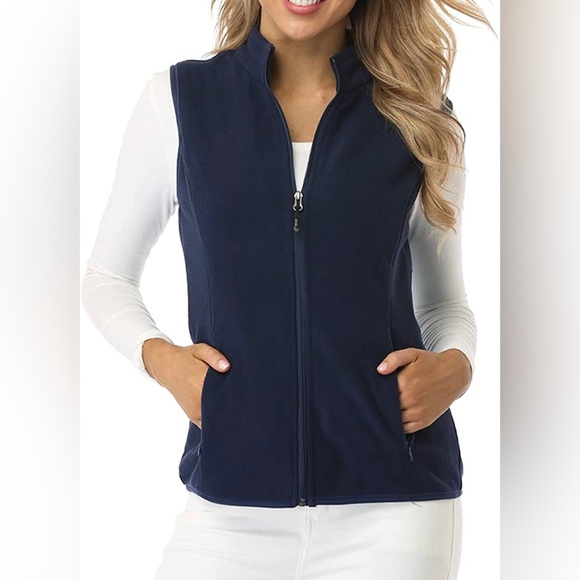 Tops - Fuinloth Womens Fleece Vest Polar Soft Sleeveless Classic Fit with Zip up Pocket